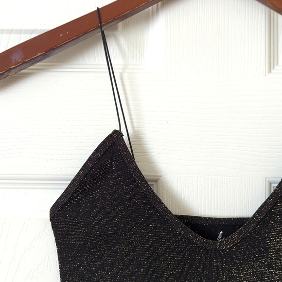 Intimately Free People Lurex Knit Skinny Strap Seamless Brami Top Black Gold XS - Picture 3 of 9